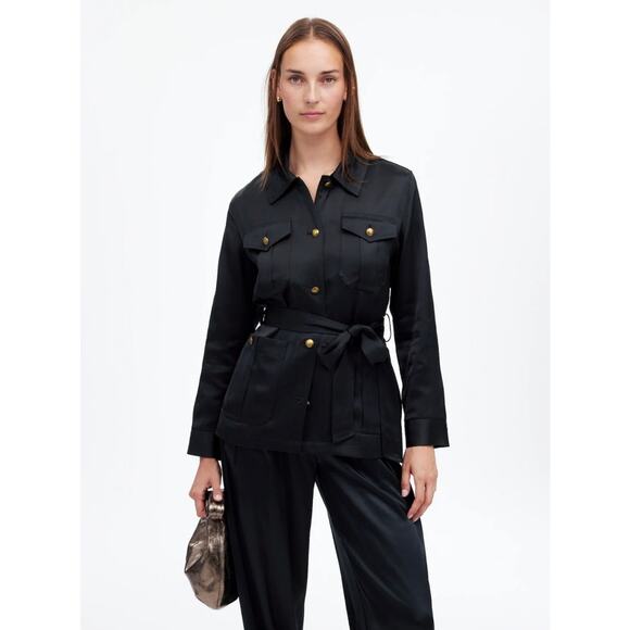 Madewell Double Faced Satin Button Up Safari Jacket US Women's XL - Picture 1 of 7